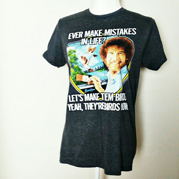 Bob Ross Other - Men's Gray Bob Ross Funny Graphic Tee Shirt Bob Ross Other - Men's Gray Bob Ross Funny Graphic Tee Shirt